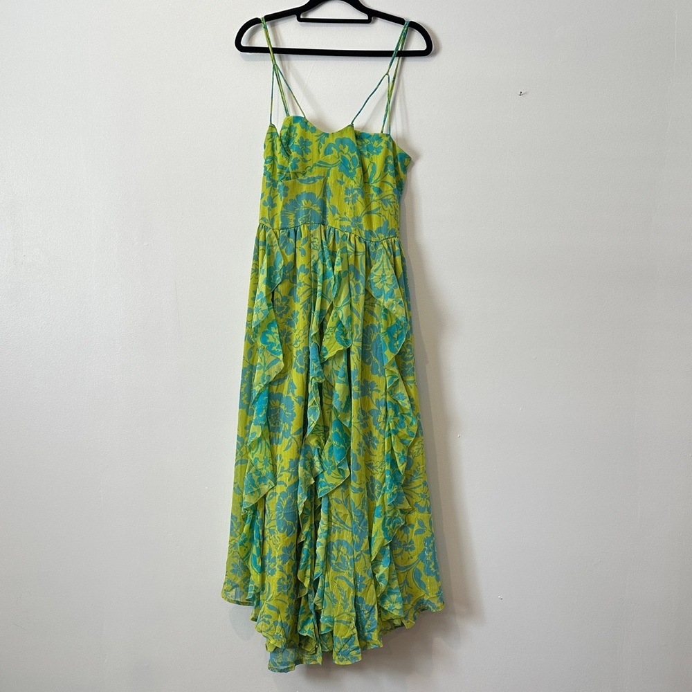 Velvet Lime Green and Teal Maxi Dress